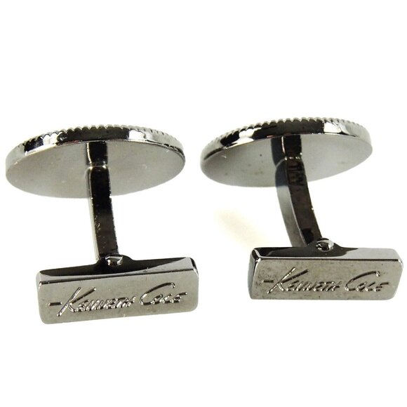 Kenneth Cole Round Cufflinks Formal Bling Cut Steel Stones - Picture 2 of 2